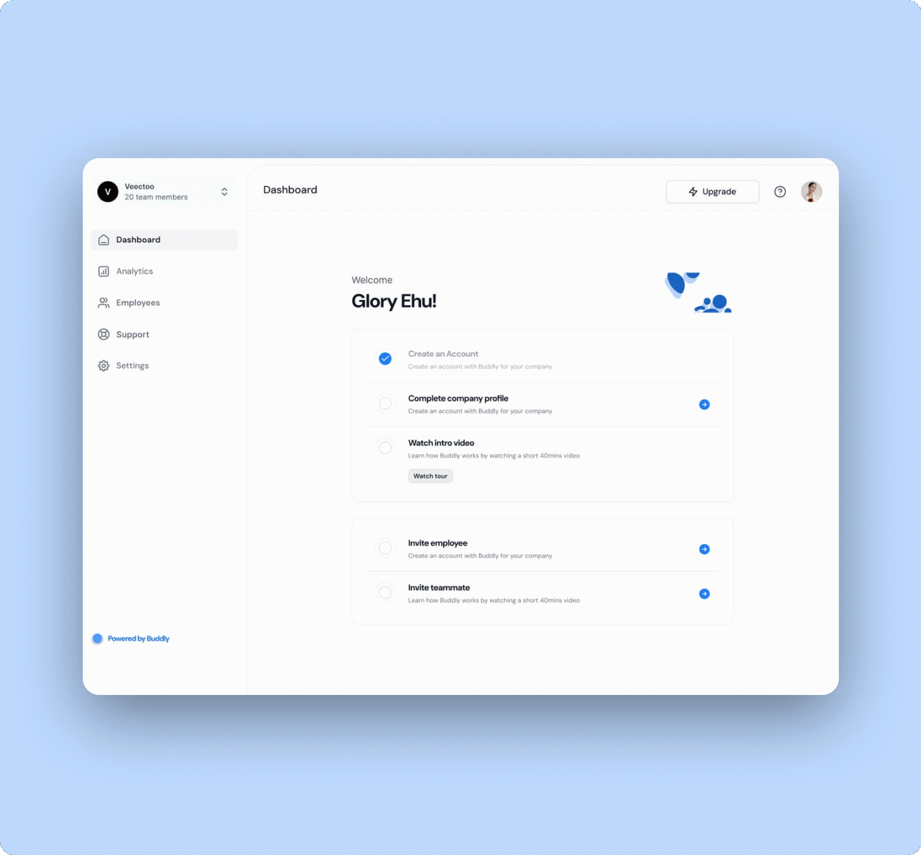 Buddily platform screens